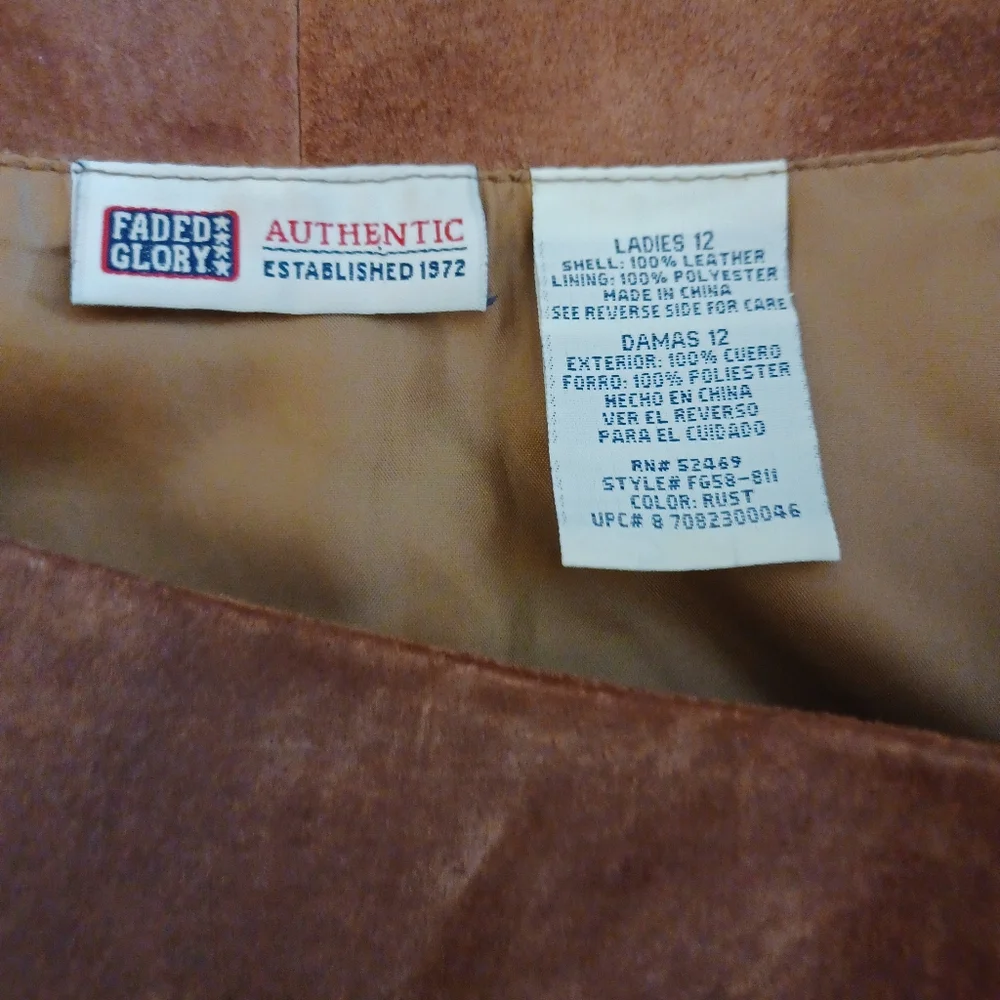 Vintage Faded Glory Brown Suede Midi Skirt With X Design Zip-Up Closure Side 12 - Picture 3 of 11